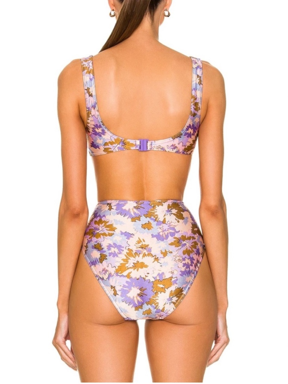 Zimmermann High Waisted Floral Knot Bikini Bottoms - Olive, Pink, Lilac - Picture 5 of 13